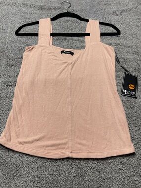 Michael Lauren Dusty Pink Ribbed V-Neck Tank Top